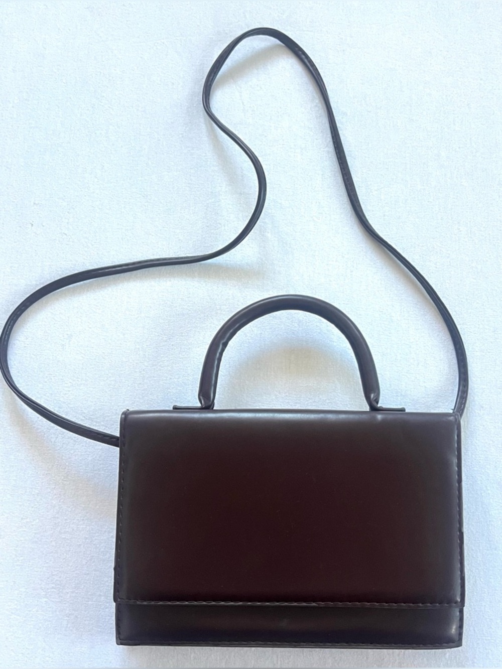 Burgundy Soft Leather Top-Handle Flap Crossbody Bag